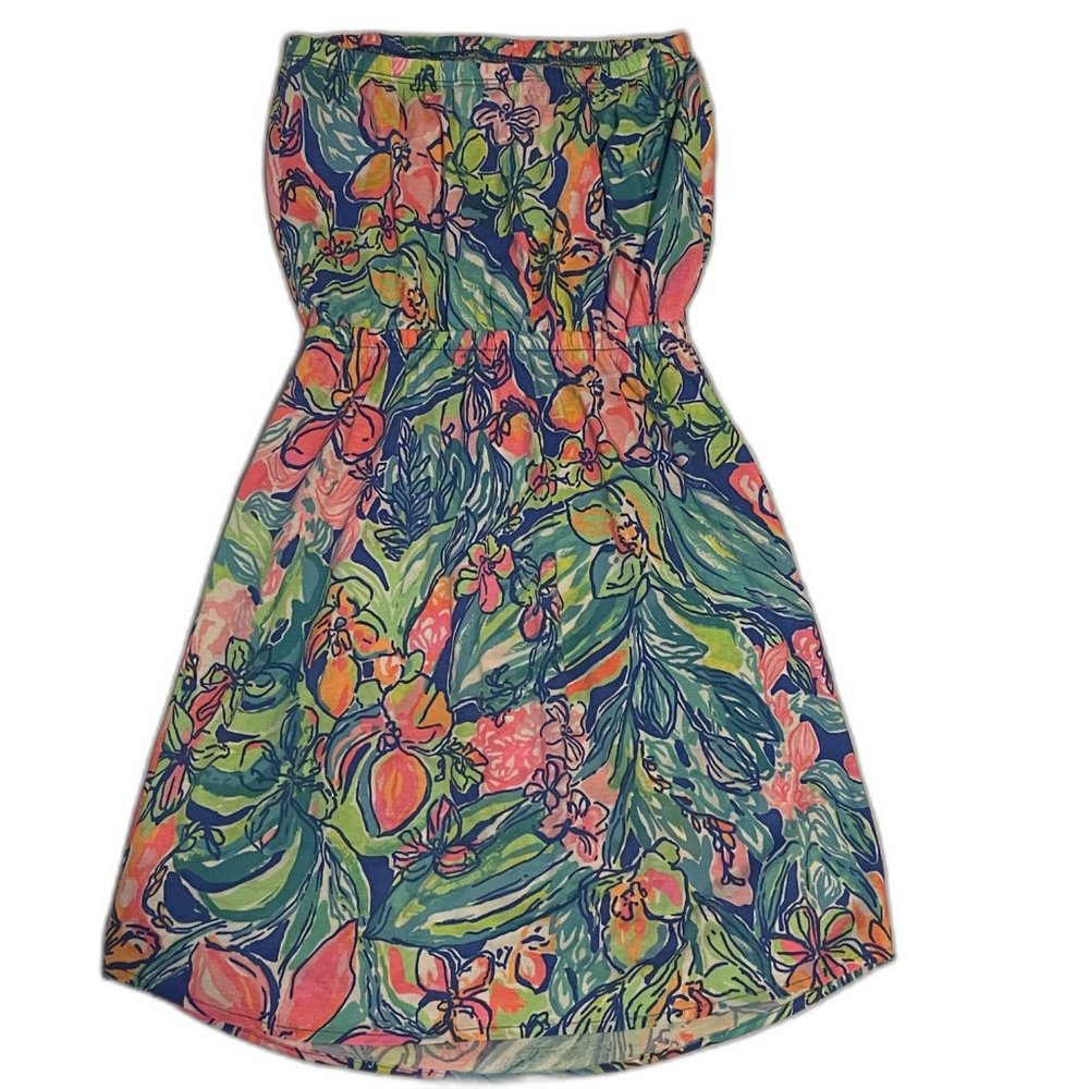 Lilly Pulitzer Windsor Strapless Dress In Bennet Blue Surf Gypsea Swim Size XXS - Picture 3 of 7